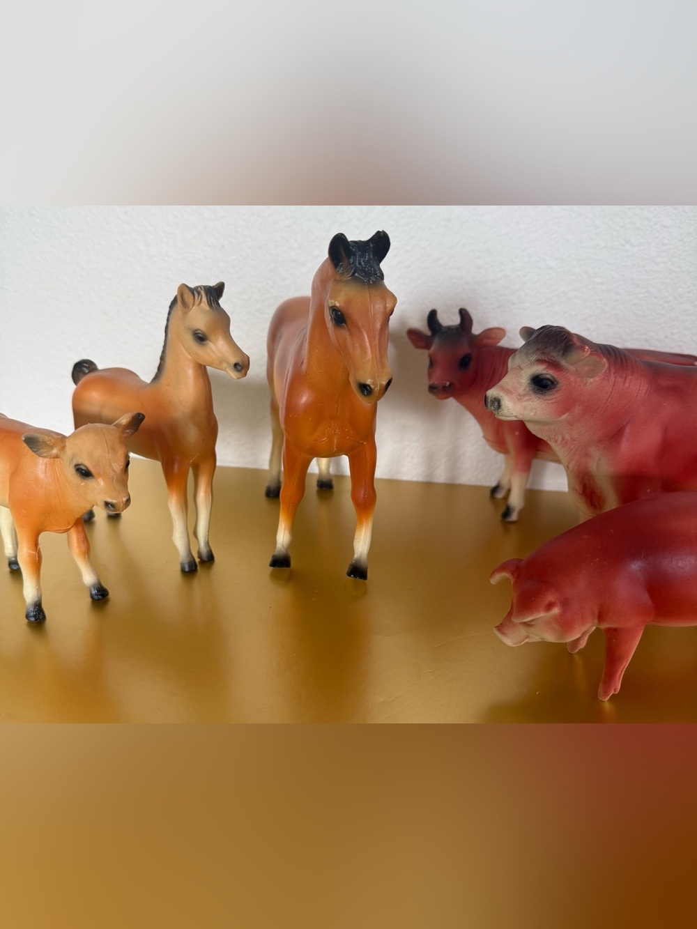 Vintage Creative Playthings Barnyard Animals Farm Lot Horse Cow Pig Soft Plastic